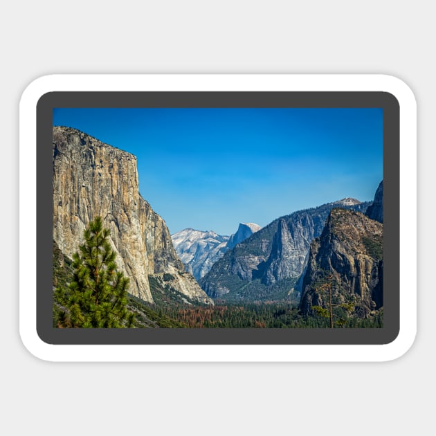 Tunnel View, El Capitan Half Dome Cathedral Rocks, Yosemite National Park Sticker by Gestalt Imagery